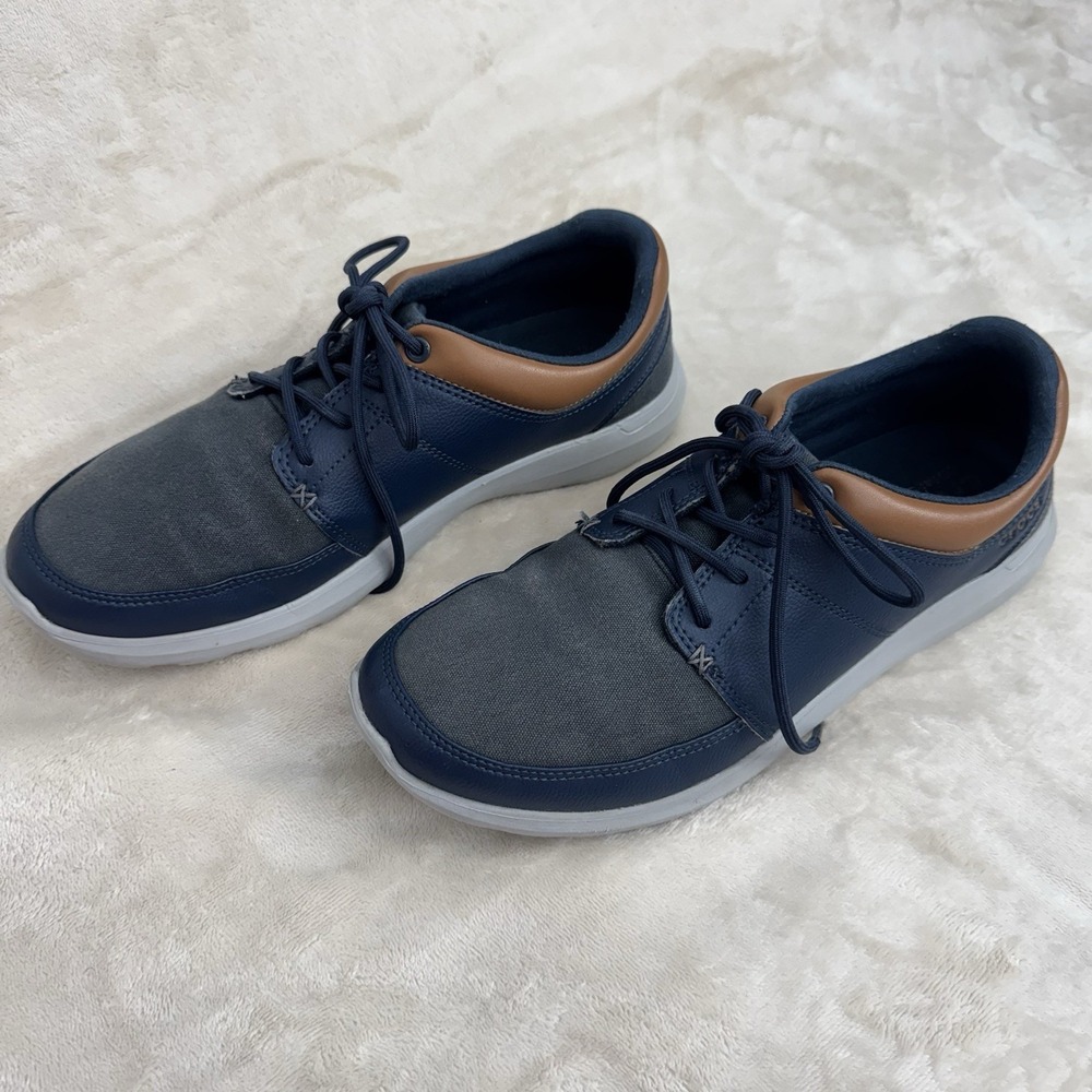 Crocs Kinsale Canvas Lace Up Casual Navy Gray Mens 9